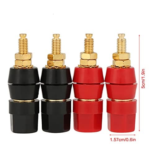 AILOOCEDI Lot de 4 Prises Banane, Borne de Liaison de Haut-Parleur Audio Noir et Rouge pour Connecteur Adaptateur Prise Banane avec Borne de Fiche Banane de 4 Mm, Installation Facile des