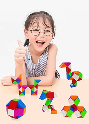 EACHHAHA Serpent Magique 24 Blocs Puzzle de Serpent-Magic Snake Cube-Cube de Serpent Magique-Faveurs de Fête d'anniversaire pour Enfants(Multicolor*1)