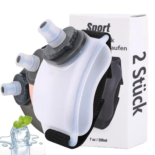 WJWSKI Gourde Running, 2PCS Flasque Running 200ml, Gourde Souffle, Gourde Run avec Bracelet en Nylon Pour les Activités de Plein Air Courtes Comme le Jogging, le Vélo et l'alpinisme(Blanc)