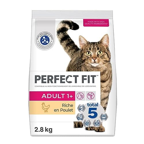 PERFECT FIT Adulte 1+ Croquettes pour chat adulte – Répond à des besoins spécifiques d'un chat stérilisé – Nourriture Riche en Poulet – 2,8 kg (Lot de 3)