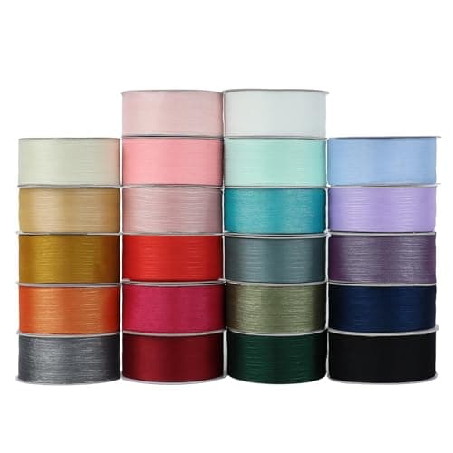 CHUQING Ruban cadeau en mousseline de soie rouge foncé - 3,8 cm de large - Ruban en mousseline de soie pour fleurs et décoration artisanale - Rouleau de 25 yards - Bordeaux