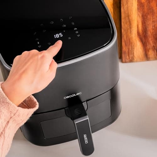 Cecotec Friteuse à Air sans Huile de 5,5 L Cecofry Fantastik Window 5500 Pack Fenêtre. 1500W, Technologie PerfectCook, 9 Modes de Cuisson, Tactile, Réglable 80-200oC, Fenêtre, Cuisson 60 min