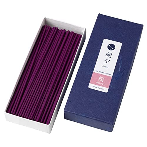 Asayu Japan Bâtonnets d'Encens sans Fumée Parfum Fleur de Cerisier Sakura 40g, Fabriqué à la Main au Japon en Matériau Naturel, Parfait pour la Relaxation, Méditation
