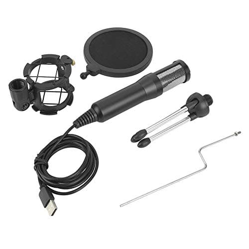 Bewinner1 Kit de Microphone à condensateur Professionnel, Microphone à Prise USB avec trépied Pliable, Micro omnidirectionnel Rotatif à 270 degrés, pour la vidéoconférence de Chant