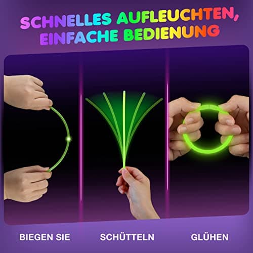 Ziitty 100 Bracelet Fluorescent Lumineux, Decoration Noël Accessoire, 7 Magnifiques Couleurs Bâton Lumineux, Accessoire Fluo, Loups et lunettes de fête Gadgets Néon pour Décoration Nouvel an de Fête