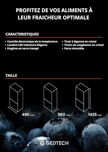 GEDTECH Réfrigérateur combiné congélateur bas 173L GCB173SL - Silver