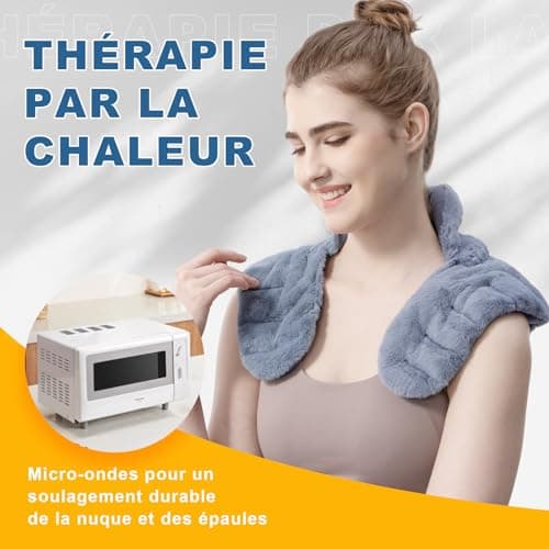 UNCN Coussin Chauffant Micro-onde pour le Cervical | 45×26CM | Bouillotte Micro-Onde Noyau de Cerise Graine de Lin | Tissu ultra-doux et Odeur de Citronnelle, Camomille, Menthe