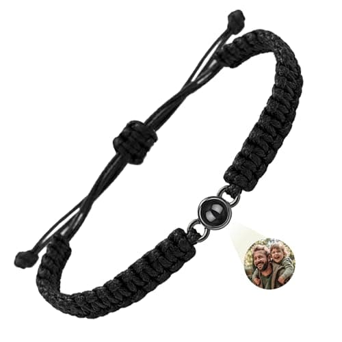 Easycosy Bracelet Photo Personnalisé Avec Image Projection, Bijoux Avec Photo dans la Pierre, Cadeau Personnalisable pour Couple Femmes Hommes Ami Cadeau de Saint-Valentin Anniversaire Tous les jours