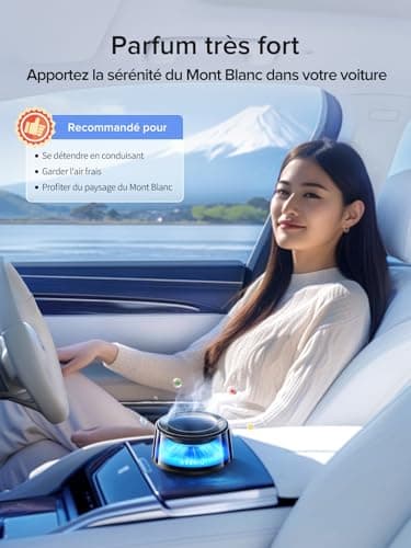 Ceeniu Désodorisant Voiture, CF8 Diffuseur Voiture avec Interrupteur Automatique, 2 Recharges Incluses, Rechargeable à l'Énergie Solaire, Adapté à Parfum Voiture et Parfum Voiture Intérieur