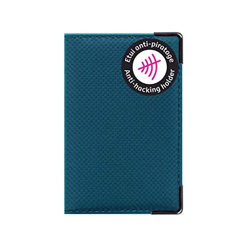 Color Pop® Etui 2 Cartes bancaires blindé (Anti-RFID) - Fabrication française - Protection des données bancaires (Bleu Pétrole - PVC Silver) - 9,7 x 6,5 x 0,5 cm
