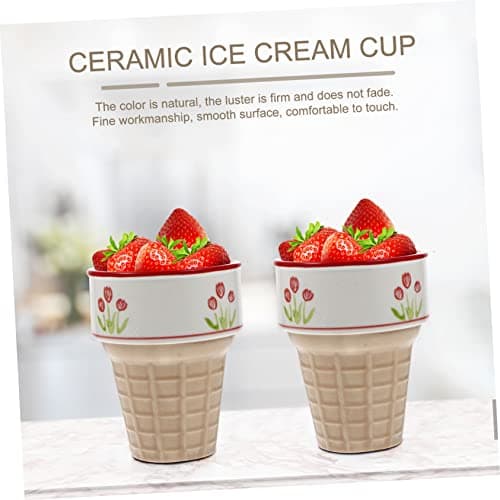 ANDRESLAD 2 Pièces coupe à glace en céramique bols de dégustation bols à dessert tasses à cappuccino mug cafe tea cup tasse à café verre gobelet multi-usages tasse de petit déjeuner pratique