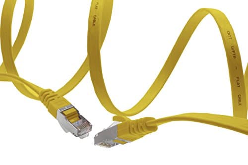 1m - jaune - 5 pièces Câble ruban LAN Ethernet Gigabit CAT.7 (RJ45) câble réseau câble brut (10Gbit/s) câble d'installation plat mince compatible avec Cat.5 - Cat.5e - Cat.6