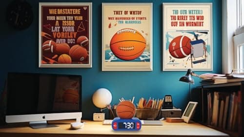 Lexibook, Basketball, Réveil veilleuse Ballon de Basket, Sons et mélodies, Ecran LCD rétro-éclairé, Lumineux, Snooze, Bleu / orange, RL800BA