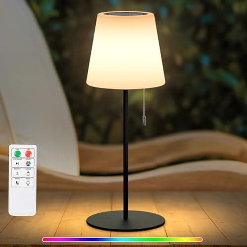 NiceBuy Lampe De Table Sans Fil Rechargeable USB LED Solaire Exterieur Jardin 8 Couleurs à TéLéCommande IP44 Impermeabile Pour Camping Restaurant Interieur ExtéRieur(Noir)