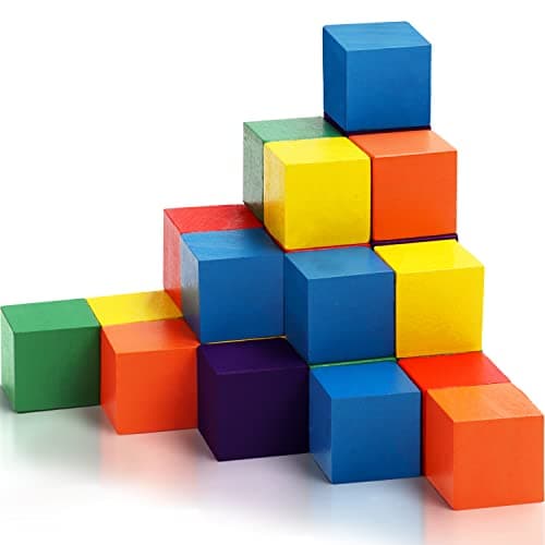 Belle Vous Cube Couleur en Bois (Lot de 100) - 1,5 x 1,5 x 1,5 cm - Bois Cube Carré de 6 Couleurs - Cube Bois Enfant, Travaux Manuels, Fabrication de Puzzle, Jouets Éducatifs