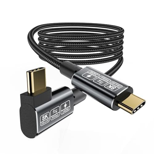 HOTUTUKI 90Degree Câble USB4, avec câble Thunderbolt 4, câble de charge 240W, câble de données 40 Gbps, 8K @ 60Hz HDR, câble USB C vers USB C, pour Hub, Dock,PC, eGUP (90Degree Câble USB4-1M)