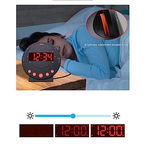 Réveil Puissant 113 Décibels Lumière Rou Clignotante Alarme Vibrante pour Tous Les Âges