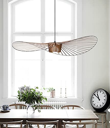 MeTikTok Suspensions Rétro Vertigo Lustre, Creative LED Lampe Fibre De Verre + Polyuréthane De Chapeau En Tissu Design Moderne Salon Cuisine Salle De Bain Éclairage Décoratif, E27,Copper,100CM