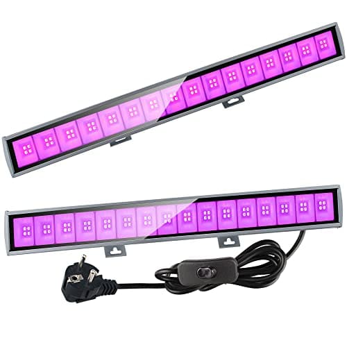 Eleganted LED UV Tube 36W Tube Lumière Noire,64 LEDs Violet Lampe Barre IP66 Étanche Extérieur Projecteur UV Eclairage pour Noël Soirée du Maquillage Fluo Peinture Corporelle DJ Disco (2pcs)