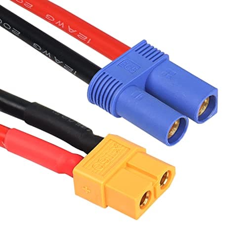 MEIRIYFA Câble d'extension EC5 femelle vers XT60 femelle, connecteur XT60 femelle vers connecteur EC5 femelle avec cordon en silicone 12 AWG – 0,5 m