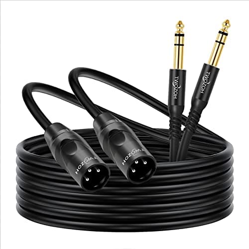 Twozoh Câble XLR Mâle vers TRS 6,35 mm Lot de 2, Cable XLR Jack Stéréo 6.35 mm 5M 2 Pièces (Profesional/Hifi)