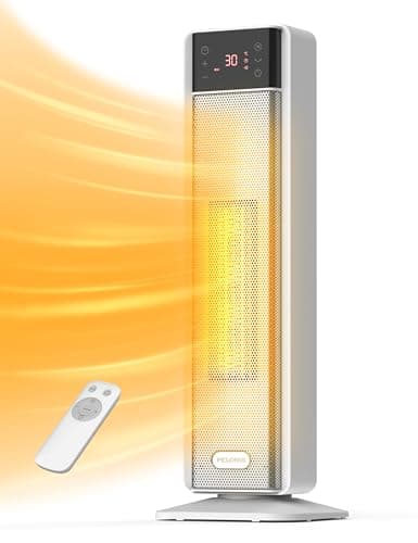 PELONIS Chauffage d'appoint 2000W, Chauffage électrique avec télécommande et thermostat, 75° Oscillation & Minuterie 24 heures, Silencieux PTC Radiateur Électrique basse consommation