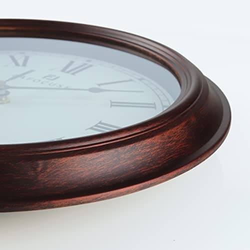 Lafocuse Horloge Murale Chiffres Romains Vintage, Silencieuse Pendule Murale Marron Rétro Classique, Elégant Déco sans Tic-tac pour Salon Chambre Bureau Cuisine 30cm