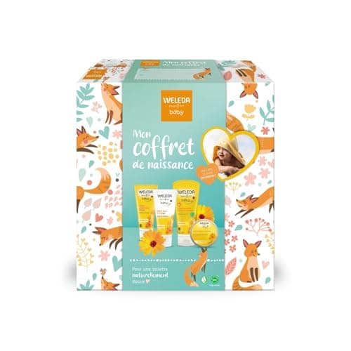 WELEDA - Mon Coffret de naissance Weleda - Nettoie en douceur et protège - Pour la toilette quotidienne des bébés et jeunes enfants - NATRUE - 200 ml +75 ml + 75 ml + 25g