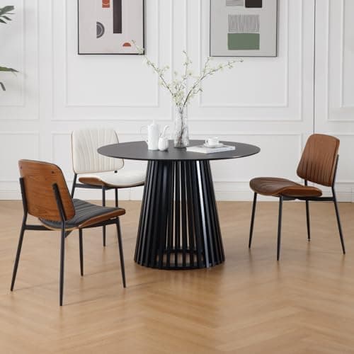 Wahson Chaises de Salle à Manger Lot de 2 Chaise Salle a Manger Cuir PU avec Pied Métal Chaise de Cuisine Moderne avec Dossier, Chaise pour Salle a Manger Confortable, Blanc
