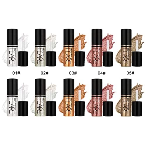 Allbestaye 10 pcs diamant paillettes eyeliner liquide set miroitement métallique Kit de maquillage étanche fard à paupières (10 PCS)