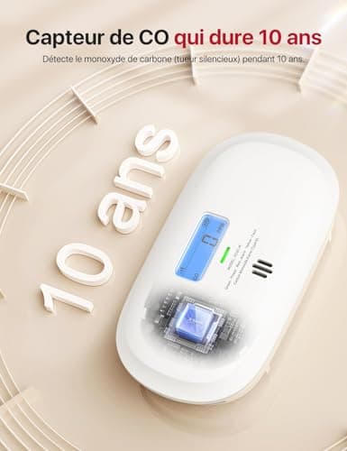 X-Sense Détecteur de Monoxyde de Carbone Connecté, Détecteur de Monoxyde de Carbone Intelligent avec Affichage Numérique LCD, Détecteur de Monoxyde de CO Portable à Emporter Partout, XC0C-iR, Lot de 1