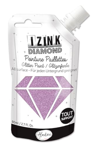 Aladine - Izink Diamond - Peinture Pailletée - Ultra Concentrée en Paillettes - Décoration Tout Support - DIY et Loisirs Créatifs - Made in France - Gourde Souple 80 ml - Rose, Taille unique
