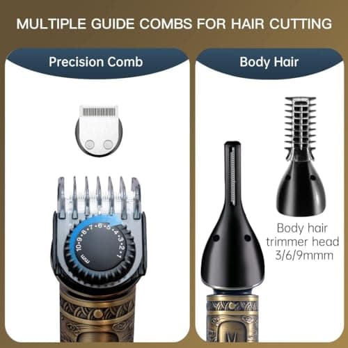 Surker Tondeuse Barbe Homme Tondeuse Cheveux Professionnelle Avec Lame en T de Coupe de Cheveux Chauve 0 mm Rasoir électrique Tondeuse Corps de Précision pour Nez 7 en 1