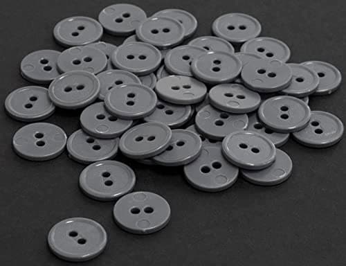 AERZETIX - C65541 - Lot de 50 Boutons à coudre ronds Ø15x2.2 mm avec bord à 2 trous L24 24L en plastique - couleur: gris foncé - diamètre de l'ouverture 2 mm - mercerie couture vêtements