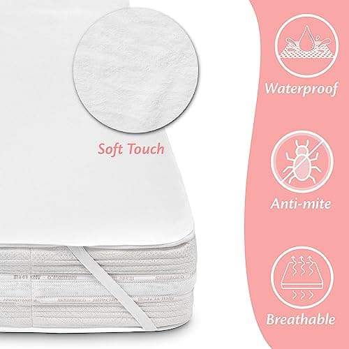 Protège Matelas 90x200 cm Alèse Impermeable en Coton Housse Matelas Protection Lit Adulte et Bebe Drap Alaise pour Incontinence Anti-Acarien Couvre-Matelas Pipi Lavable en Machine avec 4 Élastiques