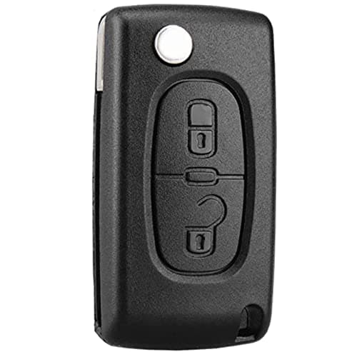 OGGIPRO 2 Boutons Coque Clé Compatible CE0536 clé à Rabat Pliable pour Peugeot 207 307 308 407 408 3008 5008 Citroen C2 C3 C4 C5 C6 C8 (2 Boutons, CE0536)