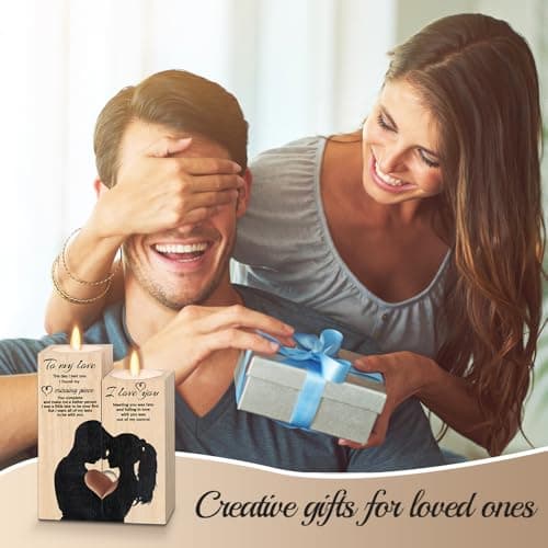 Bieiyhe Bougeoir en Bois en Forme de Coeur Bougie Meilleure Amie Petite Amie Meilleur Cadeau Bougeoir Bougeoir d'anniversaire Bougeoir Imprimé Bougies Personnalisées Bougie Déccrative pour Mariage