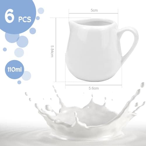 SIYINGSAERY 6 PCS Pot à Lait en Céramiqu 110ml Pichet à Lait Céramique Pichet Céramique Lait Pichet Céramique Mousse de Lait Pichet Céramique Cafe Petite Cruche de Lait