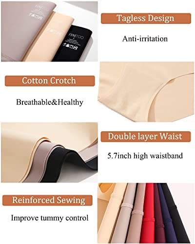 FINETOO Lot de 4 Slips Ventre Plat pour Femmes Slip Taille Haute Seamless Slip Taille Haute sous-vêtements Femmes Panty sans Couture Multipack S-3XL.