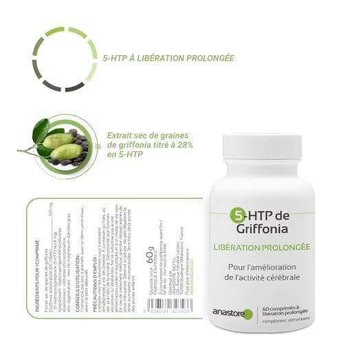 5-HTP de Griffonia * 510 mg / 60 comprimés * origine naturelle à libération prolongée * équilibre émotionnel