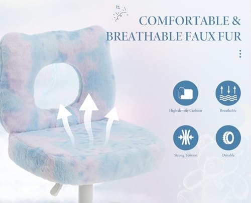 Wahson Chaise de Bureau pour Enfant Chaise Enfant Chambre à roulettes Chaise de Bureau Enfant Réglable en Hauteur, Fauteuil Bureau Enfant pour Chambre, Fausse Fourrure, Bleu
