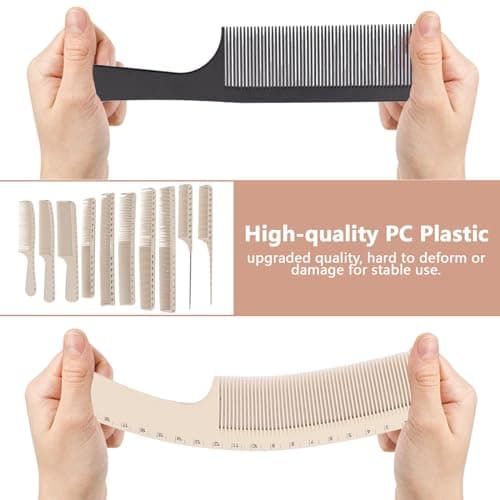 Lot de 10 Peignes Professionnels de Coiffure, Peigne en Fibre de Carbone avec échelle, Brosse à Cheveux Antistatique Résistante à la Chaleur, pour Salon de Coiffure ou Fournitures de Maison