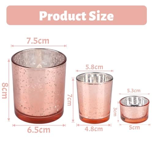 LALAGO Lot de 6 photophores en verre tacheté - Photophores pour bougies chauffe-plat - Décoration de Noël - Décoration de table de mariage (rose)