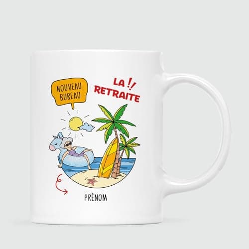 CADEAU PLUS Mug Personnalisé Prénom - La retraite - Cadeau Depart Retraite Humoristique, Cadeau Retraite Femme, Cadeau Retraite Femme Original, Mug Retraite Femme, Tasse Retraite