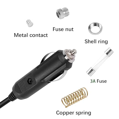 YAODHAOD Câble Allume-Cigare de Voiture 12V 3A DC, 5,5 x 2,1 mm vers Chargeur de Voiture, câble d'alimentation, rallonge d'alimentation Automatique pour DVR de Voiture, caméra, GPS, CCTV (2,5 m)