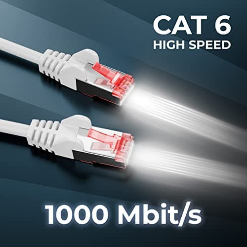 deleyCON 10x 2m Câble Patch CAT6 PIMF S/FTP un Blindage CAT-6 RJ45 Câble Réseau Câble Ethernet LAN DSL Routeur Modem Point D'Accès Patch Panels - Blanc