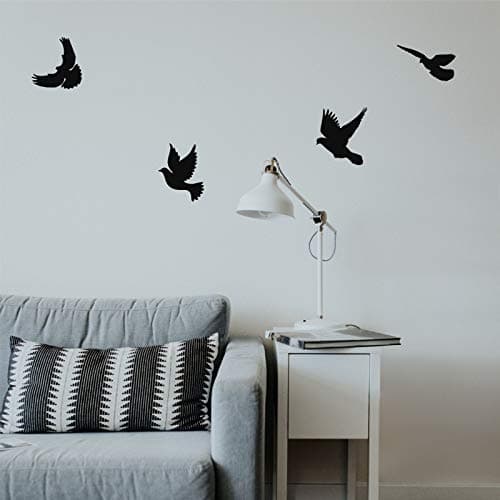 Dekadron Décoration murale en métal Motif oiseaux Art déco Standard noir