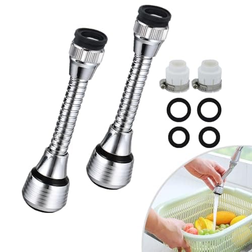 SIGANDG Peut Pivoter De 360 Degrés Economiseur D'eau Pour Robinet Douchette Robinet Cuisine Extension Mousseur Robinet Mit Adapter,Avec adaptateur, adapté à divers robinets(2 Pièces)