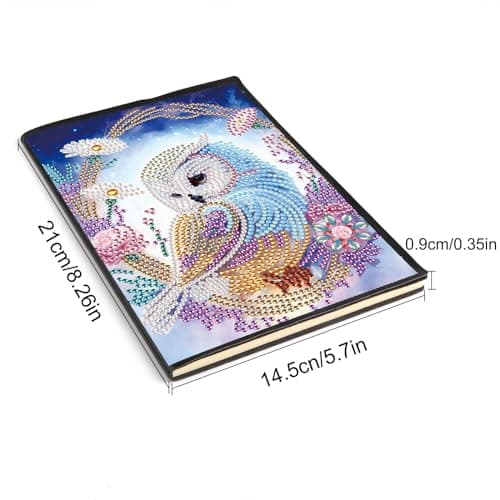 DCIDBEI Diamond Painting lot de 2 Carnet A5 Hibou Blanc Peinture Diamant Carnet de Note Chouette Paon A5 Diamant Painting Carnet de Croquis Filles Journal Intime Femme Adulte 50 Feuilles