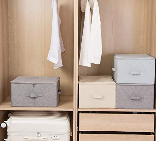 iwill CREATE PRO Contenants de Rangement Pliables en Toile Jumbo, Rangez Votre Placard, Boîte de Rangement Pratique avec Couvercle, Beige, Paquet 2